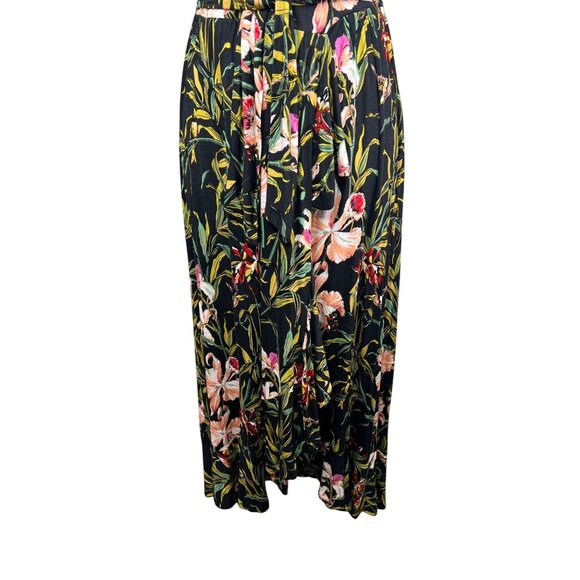 Anthropologie Maeve Gabriela Ruffled Black Floral Maxi Sweetheart Neck Dress L - Picture 12 of 16